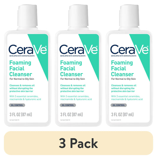 (3 Pack)  Foaming Facial Cleanser, Travel Size Face+Body Wash for Normal to Oily Skin 3 Fl Oz